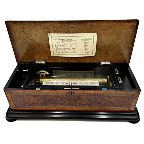 69 - Good 19th century Baker Troll & Co 'Mandolin Expressive' music box, playing 8 airs, zither attachmen... 