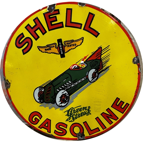 1015 - Advertising - Shell Gasoline, enamel picture sign, 61cm diameter