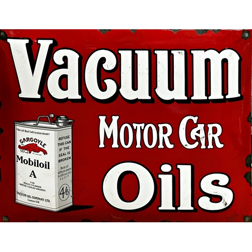 1019 - Advertising - Vacuum Motor Car Oils, enamel picture sign, 40 x 50cm