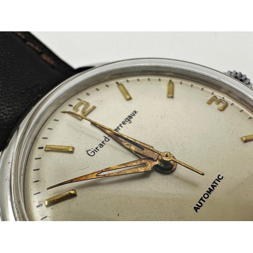 15 - Vintage Girard-Perregaux Automatic chrome and stainless steel gents watch, 35mm case, champagne dial... 