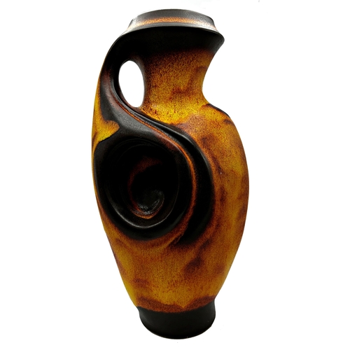 479 - Walter Gerhards lava West German studio pottery vase, mottled orange finish, numbered 2/55 to base, ... 