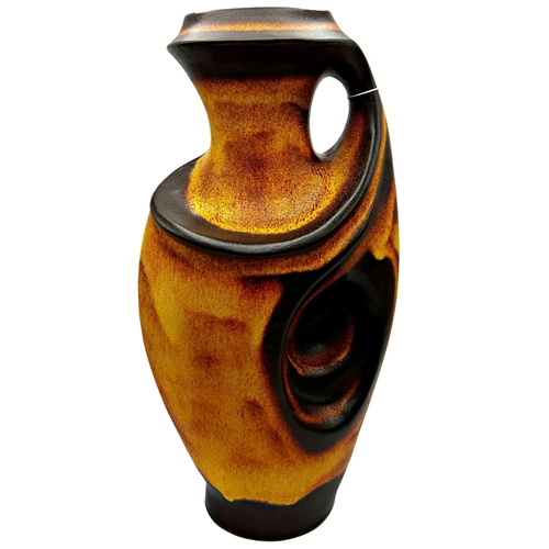 479 - Walter Gerhards lava West German studio pottery vase, mottled orange finish, numbered 2/55 to base, ... 