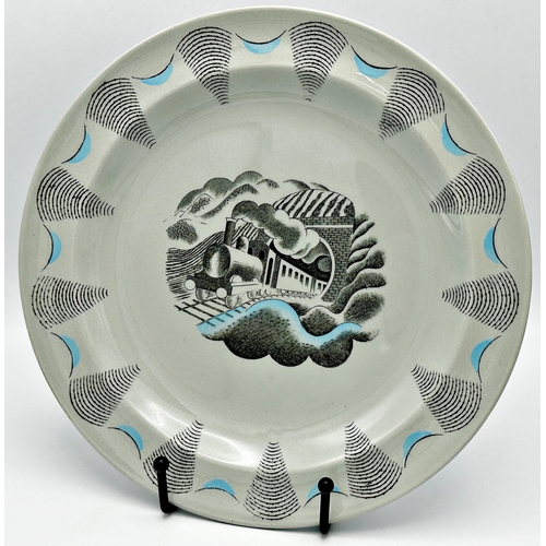 498 - A Wedgwood 'Travel' series dinner service by Eric Ravilious.  Each piece printed with a different mo... 