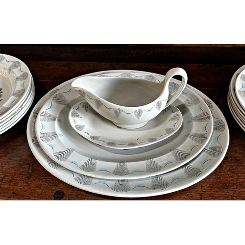 498 - A Wedgwood 'Travel' series dinner service by Eric Ravilious.  Each piece printed with a different mo... 