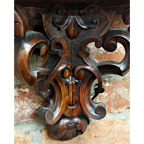 79 - Good quality 19th century carved walnut twin fusee bracket wall clock, by Robinson & Co of Shrewsbur... 