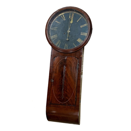 80 - Good Georgian Tavern or Norwich drop dial twin fusee wall clock, 17.5