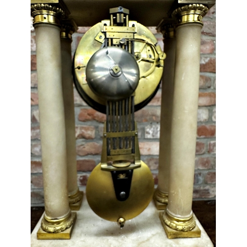 81 - 18th century French Portico mantel clock, soapstone construction with ormolu mounts, Empire ormolu a... 