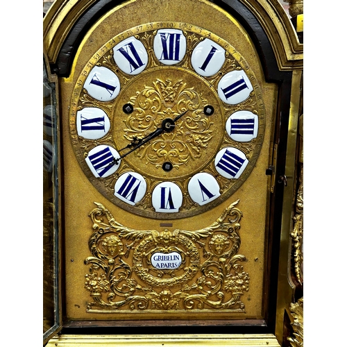 82 - Griblin A Paris ormolu and boule French bracket clock with an unusual movement, original movement si... 