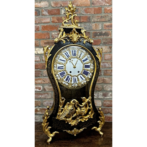 85 - Impressive French boule bracket clock circa 1720, original cartouche Roman numeral and Arabic dial o... 