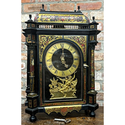 86 - Good quality caddy topped boule bracket clock with masked dial and gallery style basket top, ormolu ... 