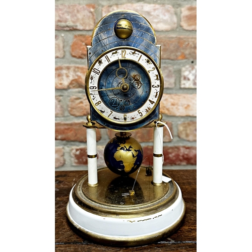 93 - Kaiser Torsion world globe clock, astronomical dial with globe pendulum