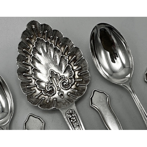 294 - Set of six silver Albany coffee spoons with further silver collectors spoon, 3.5oz approx