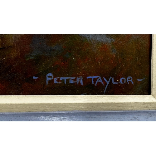 1294 - Peter Taylor (20th/21st century) - 'Last light on the dunes', signed, oil on board, 33 x 49cm, frame... 