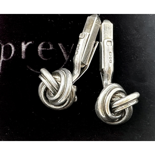 129 - Pair of Asprey silver Celtic Knot cufflinks, within an Asprey bag and box