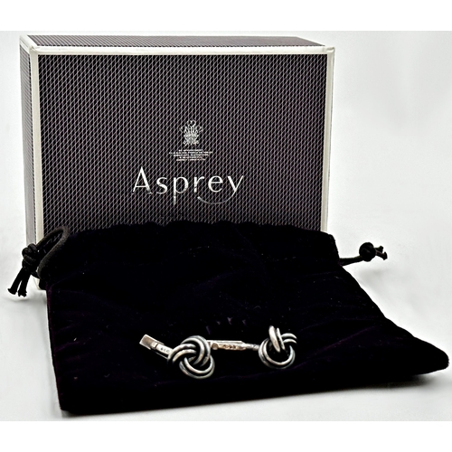 129 - Pair of Asprey silver Celtic Knot cufflinks, within an Asprey bag and box