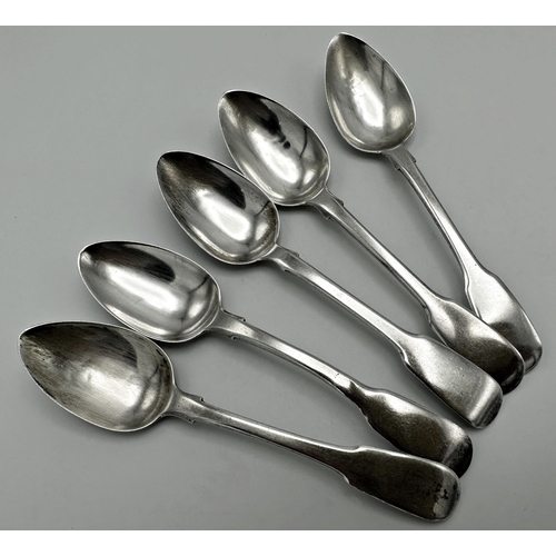 273 - Ser of five Georgian silver fiddle teaspoons, maker Thomas Wilkes Barker, London 1819, 3.5oz approx