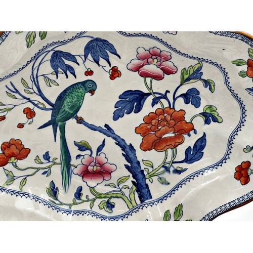 487 - Large collection of various ironstone plates to include a Booths desert service decorated with birds... 