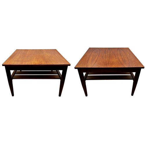 1229 - Pair of Danish teak coffee tables with slatted under tier, 34 x 51cm