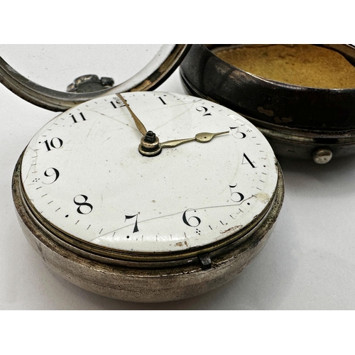 9 - George III silver cased fusee regulator pocket watch by Richard Pugh of Newtown, No 267, convex enam... 