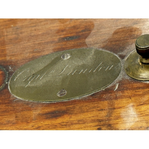 595 - 19th century mahogany campaign apothecary box, property of Captain Landon, the hinged lid enclosing ... 