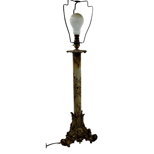 1172 - Good Victorian gilt metal and lacquered table lamp, 59cm high