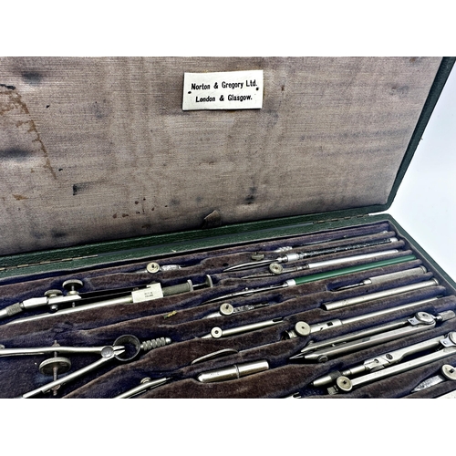 727 - Norton & Gregory cased engineers measuring kit, with a silver handled letter opener (2)