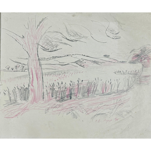 1291 - Clifford Ellis (1907-1985) - Large sketch book filled with landscapes with hand written notes, figur... 