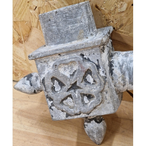 661 - Good quality pair of lead exterior brackets or sconces, with square box panels with Yorkshire rose d... 