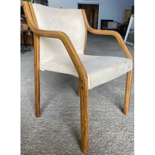 1230 - Preben Fabricius (Danish) for Knoll - 1950s carver chair, bentwood frame and velvet upholstery