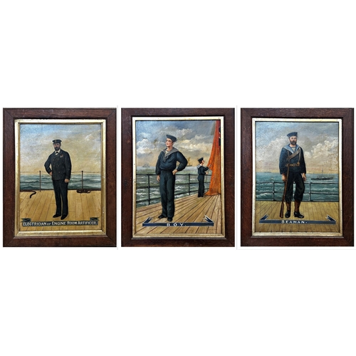 2461 - J *F*Ducker (19th century)- Three portraits of Naval servicemen to include 'Seaman', 'Boy', 'Elecric... 