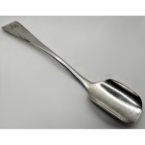 350 - Antique silver plated Stilton scoop by Ramsey, 21cm long