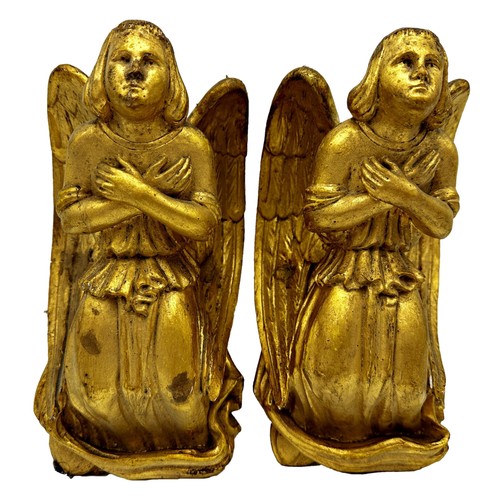 591 - Pair of good giltwood and gesso angel brackets, 24cm high (2)