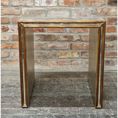 1320 - Julian Chichester mirrored occasional or coffee table with gilt and gesso framework, 65 x 60cm