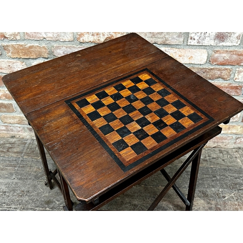 2322 - Charles Allen Jones - Hatherley Patent folding easel games table, in the campaign manner, chequerboa... 