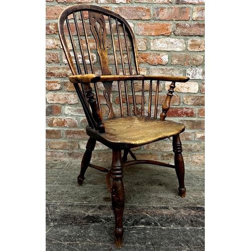 2324 - Antique English elm, beech and ash stickback country chair