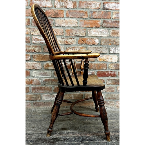 2324 - Antique English elm, beech and ash stickback country chair