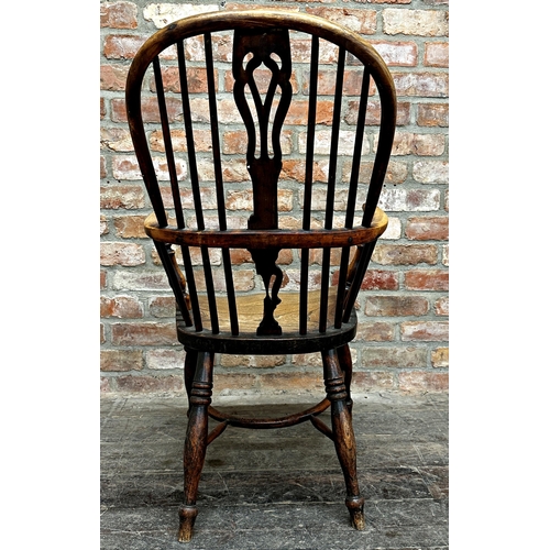 2324 - Antique English elm, beech and ash stickback country chair