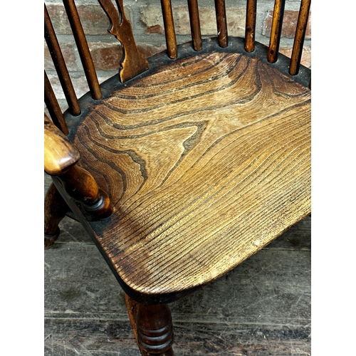 2324 - Antique English elm, beech and ash stickback country chair