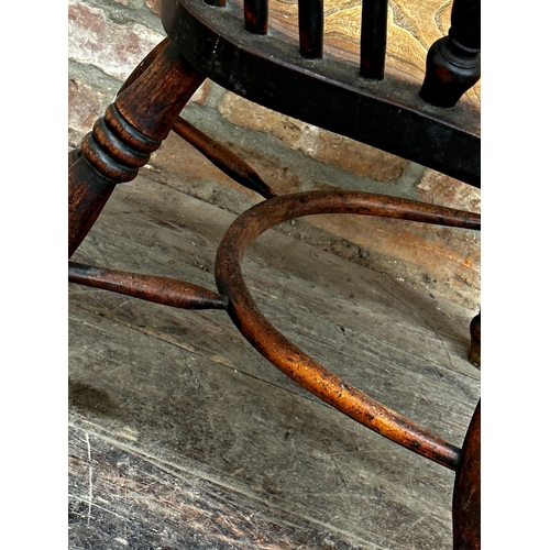 2324 - Antique English elm, beech and ash stickback country chair