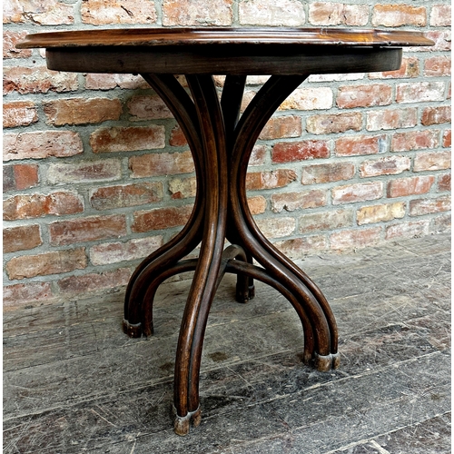 2337 - Good original Michael Thonet mahogany top bistro table, on typical bentwood quadruped base, 82cm D x... 