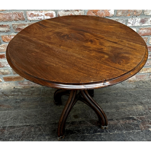 2337 - Good original Michael Thonet mahogany top bistro table, on typical bentwood quadruped base, 82cm D x... 