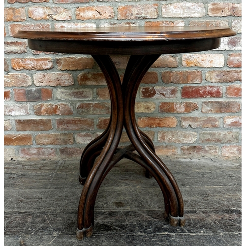 2337 - Good original Michael Thonet mahogany top bistro table, on typical bentwood quadruped base, 82cm D x... 