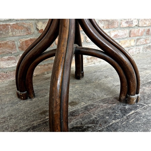 2337 - Good original Michael Thonet mahogany top bistro table, on typical bentwood quadruped base, 82cm D x... 