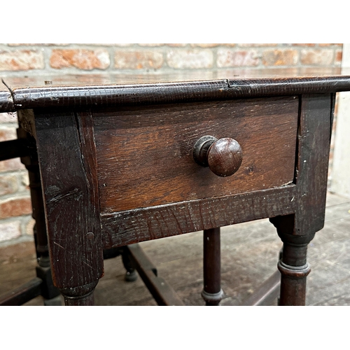 2338 - 19th century oak gateleg table, fitted with two small drawers, 72cm H x 137cm Extended