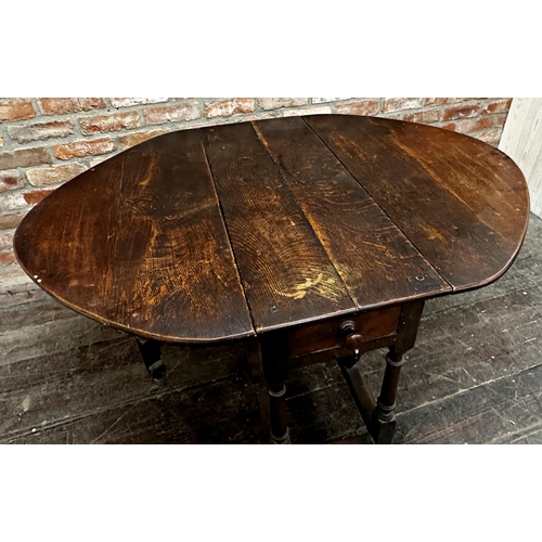 2338 - 19th century oak gateleg table, fitted with two small drawers, 72cm H x 137cm Extended