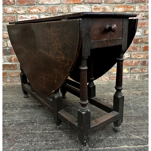 2338 - 19th century oak gateleg table, fitted with two small drawers, 72cm H x 137cm Extended