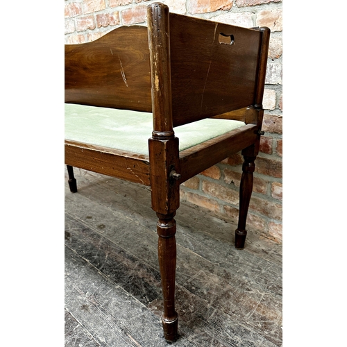 2343 - 19th century mahogany campaign bench, with drop in seat, 113cm L x 54cm D x 85cm H