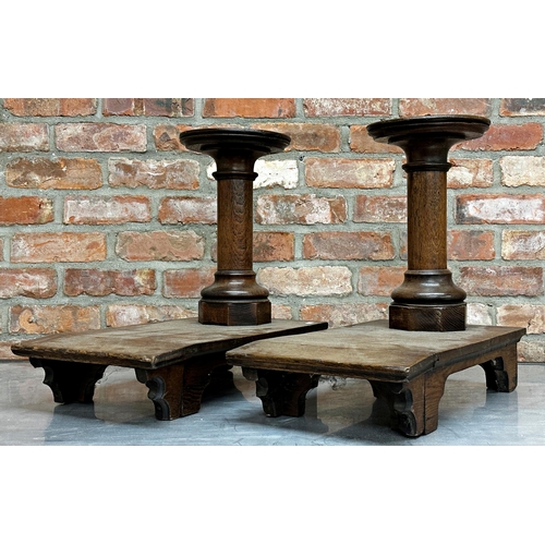 2346 - Pair of 19th century French oak prayer stools, 50cm high x 55cm deep