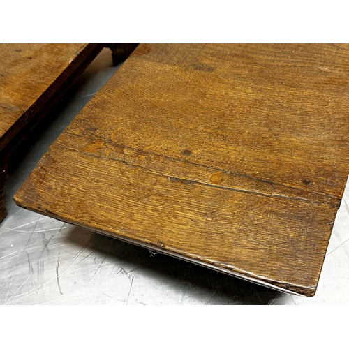 2346 - Pair of 19th century French oak prayer stools, 50cm high x 55cm deep