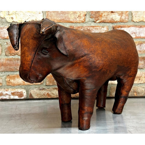 2348 - Probably by Liberty - leather bull, 42cm high x 56cm long (af)